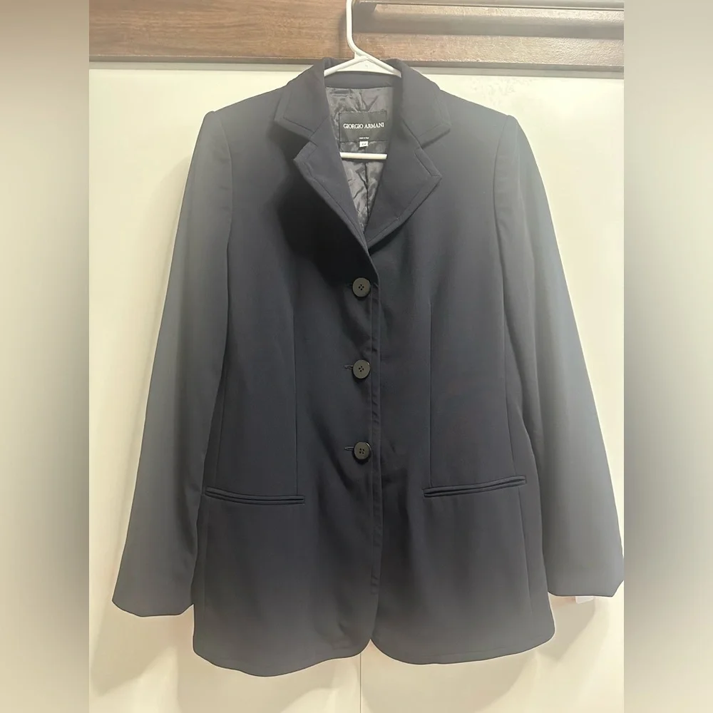 Giorgio Armani Borgo 21 Wool Blazer Jacket 42 IT Navy Blue Made in Italy - Picture 2 of 9